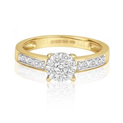 Diamond Brilliant Set Engagement Ring In 9ct Gold 