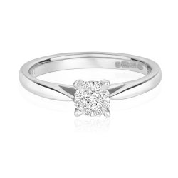 Diamond Brilliant Set Engagement Ring In 9ct White Gold 