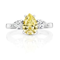 Pear Shape Yellow Centre Stone Claw Set With Pear Shape Side Ring LRG0020Y