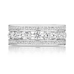Round Centre Claw Set With Round Stone Sides 3 Row Eternity Ring LRG0058