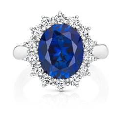 Blue Oval Centre Stone Lady Diana Style Ring LRG0029S