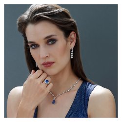 Blue Oval Centre Stone Lady Diana Style Ring LRG0029S