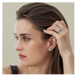 Yellow Oval Halo Centre Stone With Pave Set Split Shoulders Ring LRG0045Y
