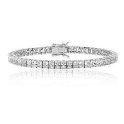 Silver Square End Set Cz Line Bracelet 