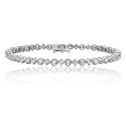 Silver Round Combo Cz Line Bracelet 
