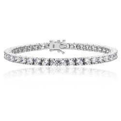 Silver Round Claw Set Cz Line Bracelet 