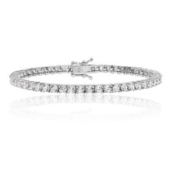 Silver Round Claw Set Cz Line Bracelet 