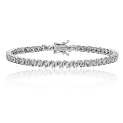 Silver Round Claw Set Cz S Shape Bracelet 