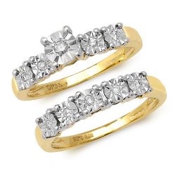 Diamond Illusion Bridal Set In 9ct Gold 