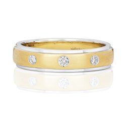 Diamond Gipsy Set 2 Tone Wedding Ring In 9ct Gold 