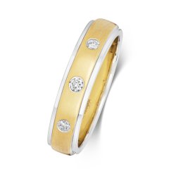 Diamond Gipsy Set 2 Tone Wedding Ring In 9ct Gold 