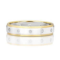 Diamond Gipsy Set 2 Tone Wedding Band In 9ct Gold 