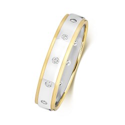 Diamond Gipsy Set 2 Tone Wedding Band In 9ct Gold 