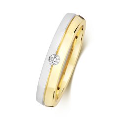 Diamond Gipsy Set 2 Tone Wedding Ring In 9ct Gold 