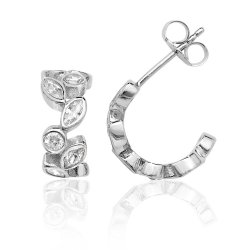 Silver Marquise And Round Cz Half Hoop Studs SEG0033CZ
