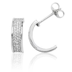 Silver Pave Set 3 Row Cz Half Hoop Studs SEG0034CZ