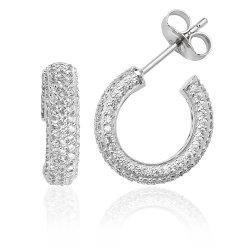 Silver Pave Set 5 Row Cz Hoop Studs SEG0035CZ