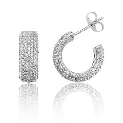 Silver Pave Set 7 Row Cz Hoop Studs SEG0036CZ