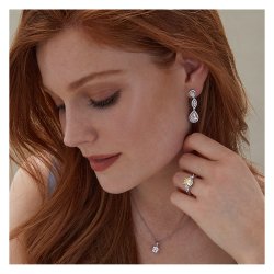 Silver Halo Pear And Marquise Cz Drops SEG0037CZ