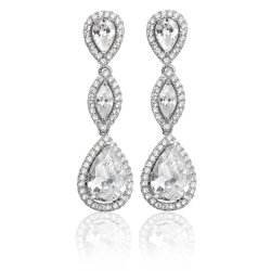 Silver Halo Pear And Marquise Cz Drops SEG0037CZ