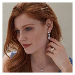 Silver Halo Pear And Marquise Cz Drops SEG0037CZ