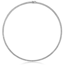 Silver End Set Square Cz Line Necklet SNG0012