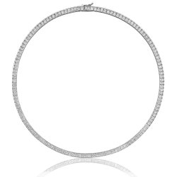 Silver End Set Square Cz Line Necklet SNG0013