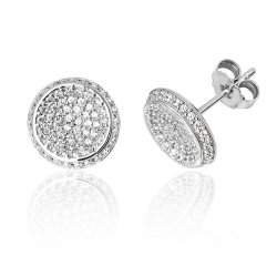 Silver Pave Set Cz Round Studs SEG0063CZ