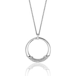 Silver  Pave Set Cz Circular Pendant And Chain SPG0058CZ