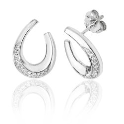 Silver Pave Set Cz ""u"" Shape Studs SEG0065CZ