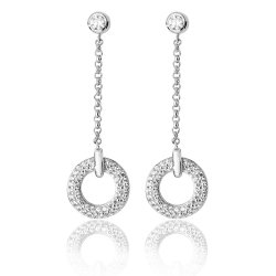 Silver Pave Set Cz Circular Drops SEG0069CZ