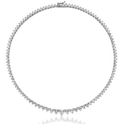 Silver Claw Set Graduated Heart Shape Cz Line Necklet SNG0015
