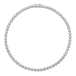 Silver Claw Set Round Cz Line Necklet SNG0016