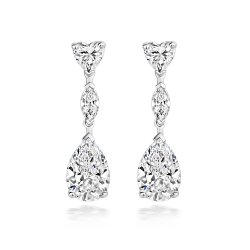 Silver Heart Marquise And Pear Cz Drop SEG0079