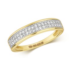 Diamond Grain Set 2 Row Band In 9ct Gold 