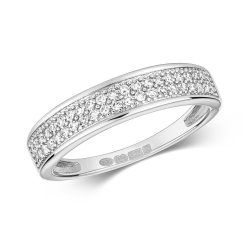 Diamond Grain Set 2 Row Band In 9ct White Gold 