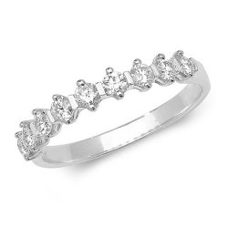 Diamond 9 Stone Bar Set Half Eternity Ring In 9ct White Gold 