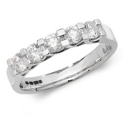 Diamond 5 Stone Claw Set Eternity Ring In 18ct White Gold 