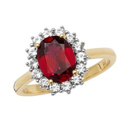 9ct Gold Oval Created Ruby And White Sapphire Ring 