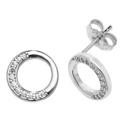 Silver Half Set Cz Circle Studs SEG0082