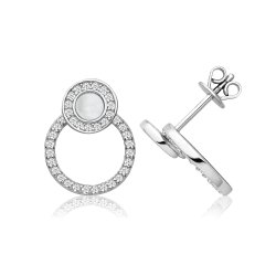Silver Mother Of Pearl Double Circle Cz Studs SEG0086