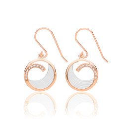 Silver Rose Gold Plated Mother Of Pearl And Cz Swirl Drops SEG0087R