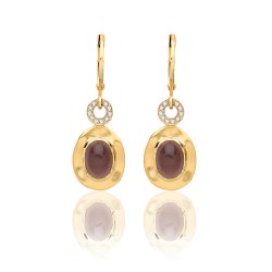 Silver Yellow Gold Plated Smoky Quartz And Cz Drops SEG0091Y