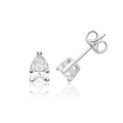 Silver Single Pear Shape Cz Claw Set Studs SEG0095