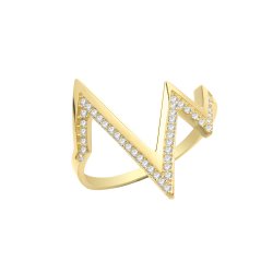 9ct Gold Cz Heartbeat Ring 
