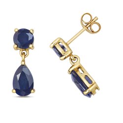 Sapphire Round And Pear Shape Drops In 9ct Gold 