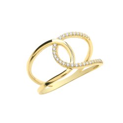 9ct Gold Cz Interlocking Ring 