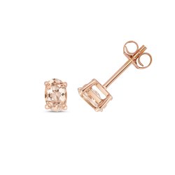 Morganite Oval Claw Set Studs In 9ct Rose Gold 