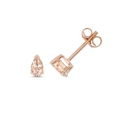 Morganite Pear Shape Claw Set Studs In 9ct Rose Gold 