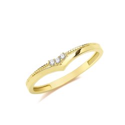 9ct Gold Wishbone Ring With Cz 